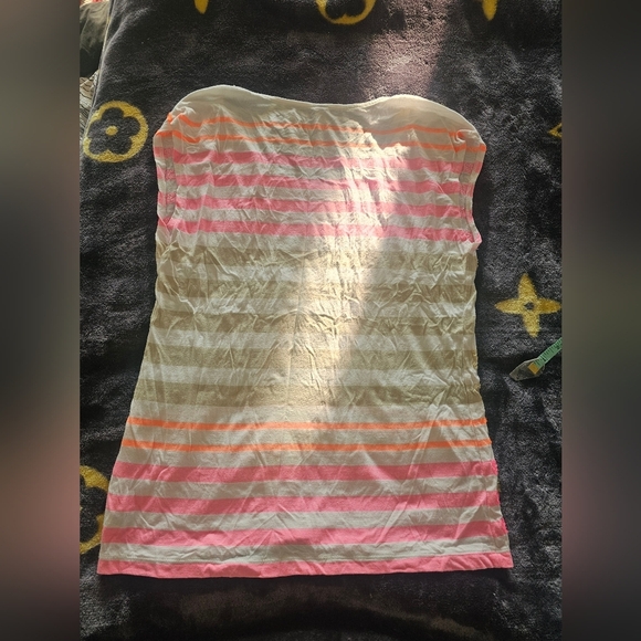 Old Navy Sequin Stripe Tee Shirt Neon Pink Orange Gold M - Picture 9 of 9